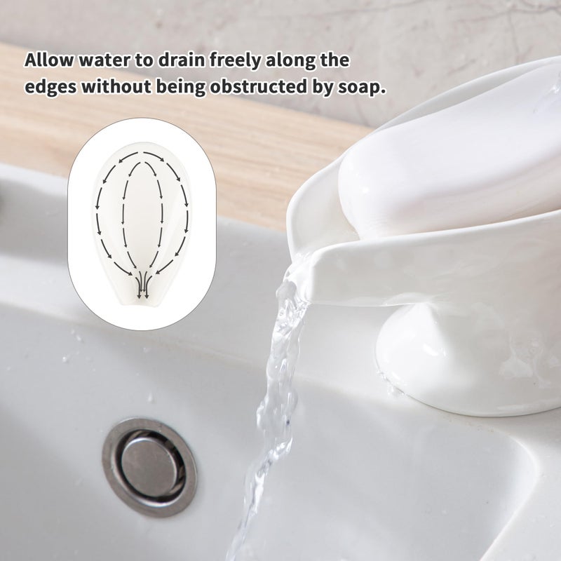 Enra Self Draining Soap Dish,Soap Bar Holder for Shower,White Ceramic Soap Dishes for Bathroom Kitchen Shower Keeps Soap Dry, Easy to Clean(Gloss White) - Image 2